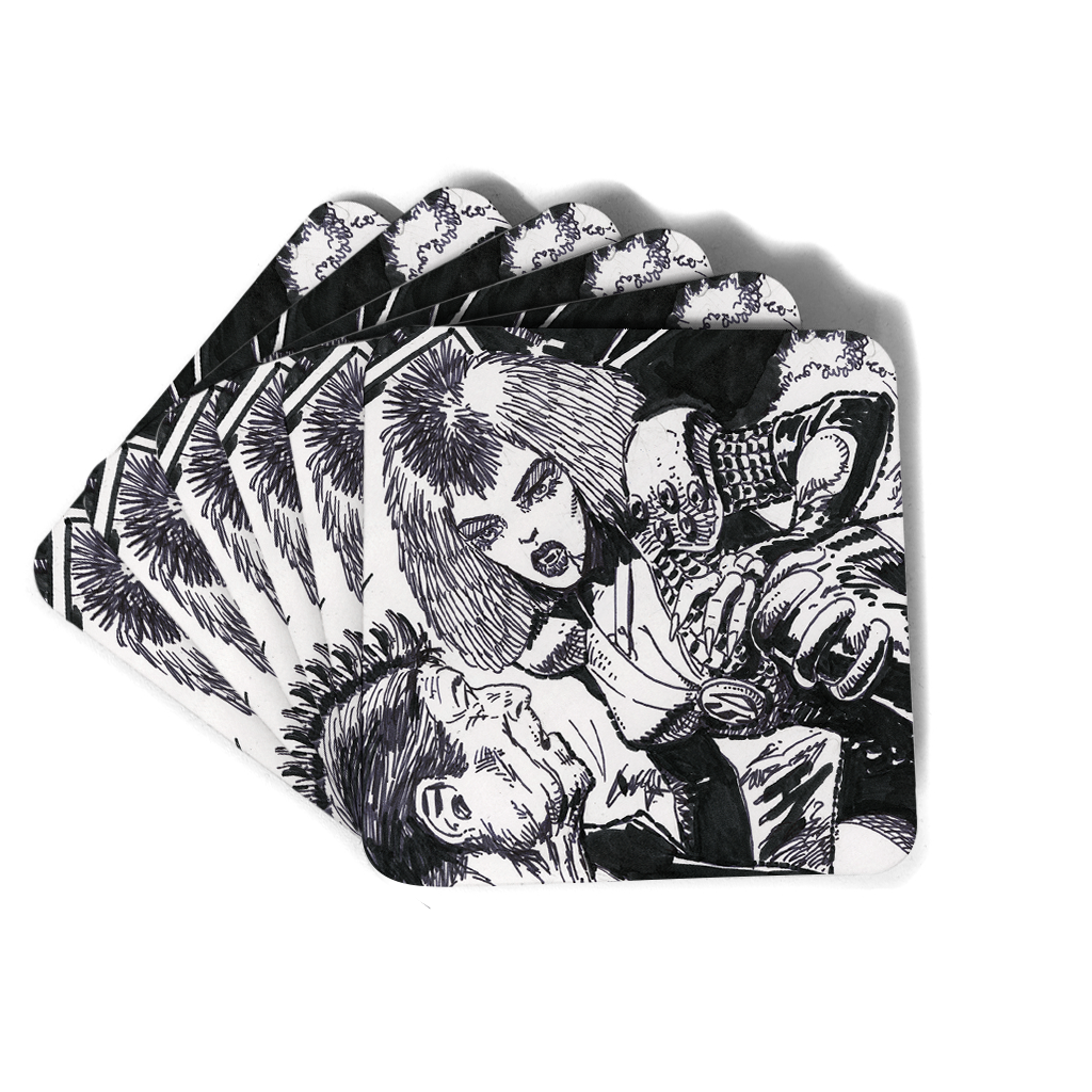 Coaster - CARM071 Carlos Ezquerra Strontium Dog Bitch - Alien Lady and Ronald Reagan