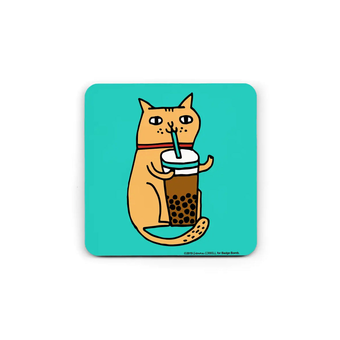 Coaster - CSTBB17 Bubble Tea Cat