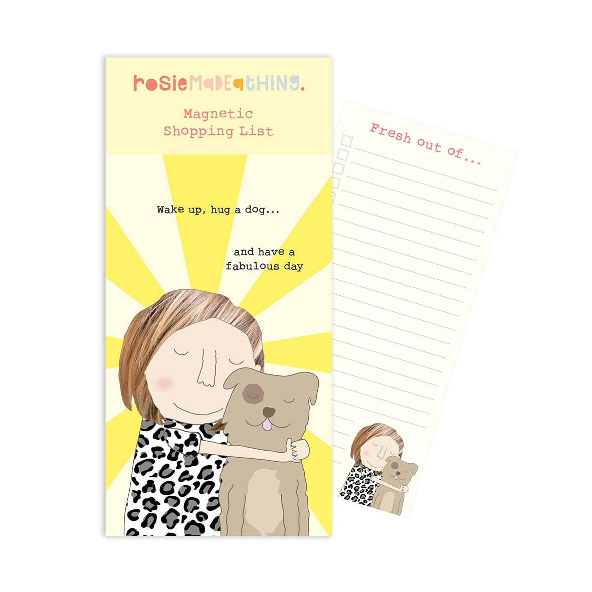 Stationery - MP023 Wake Up Hug a Dog magnetic shopping list