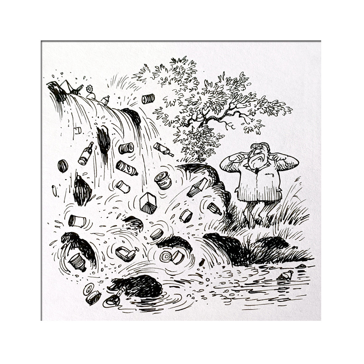 Postcard - Untitled Litter in River