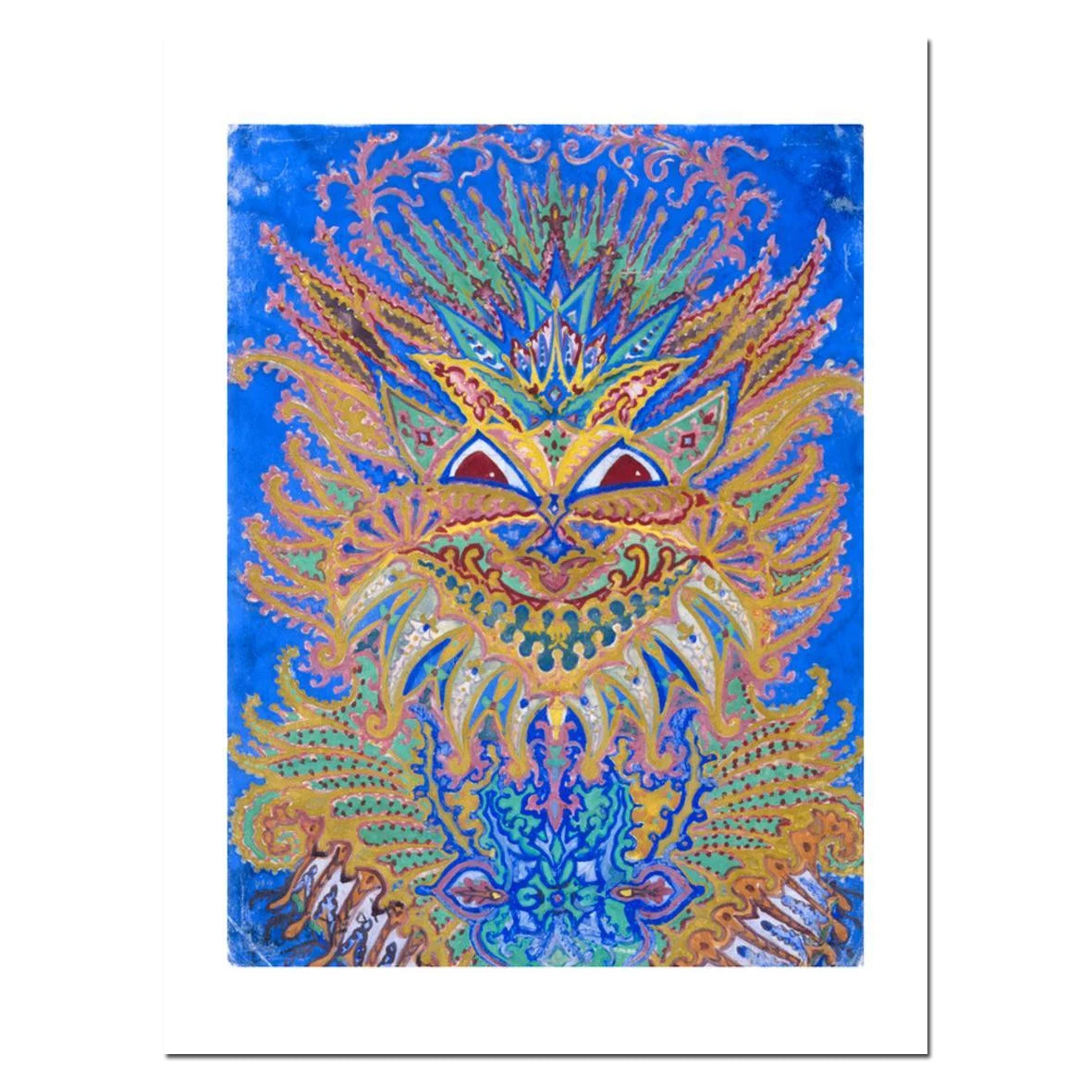 Postcard - Bethlem Museum of the Mind Louis Wain Kaleidoscope Cats VI Cat Pattern on Blue