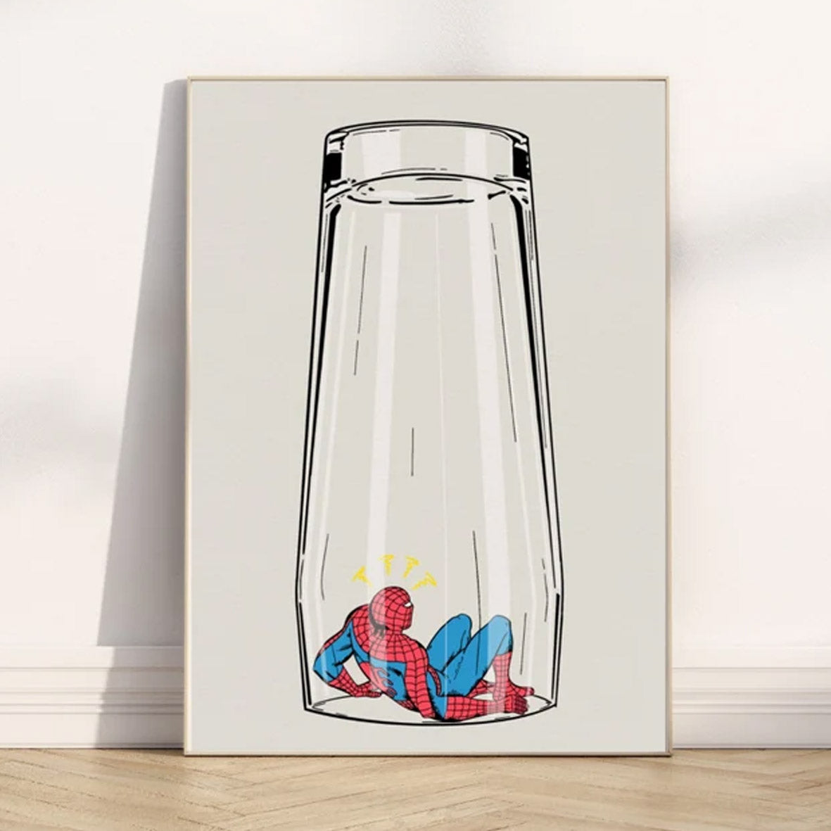 Print - Danny Issues Spider Man trapped in a Pint glass