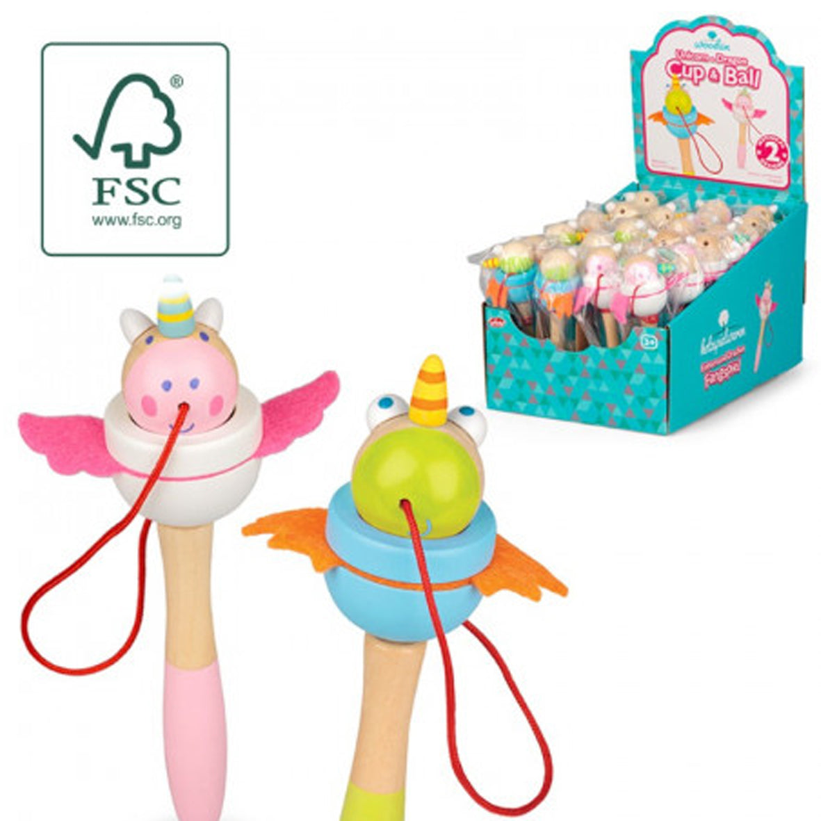 Toy - 38189FSC Wooden Unicorn and Dragon Cup and Ball