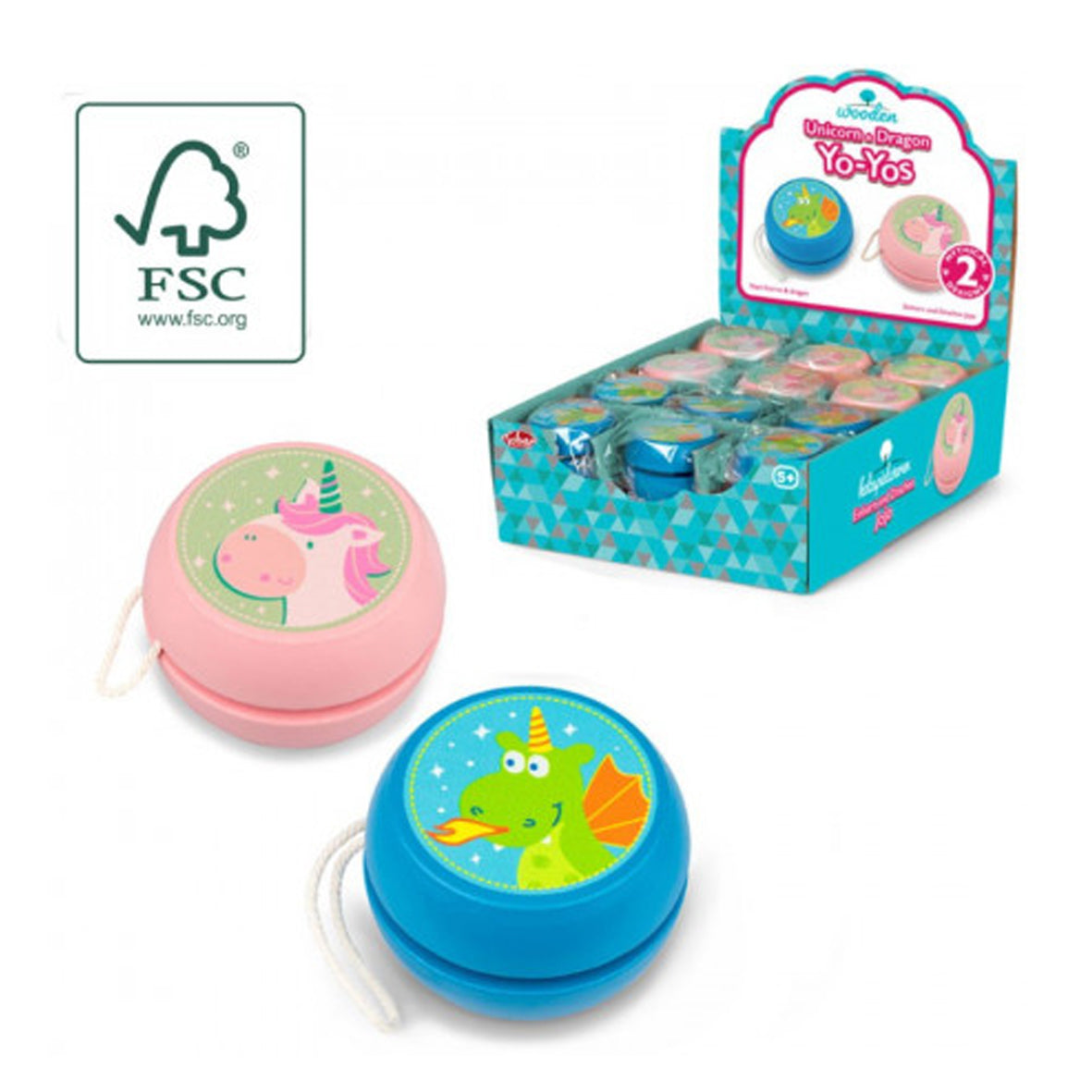 Toy - 38186FSC Wooden Dragon and Unicorn Yoyos