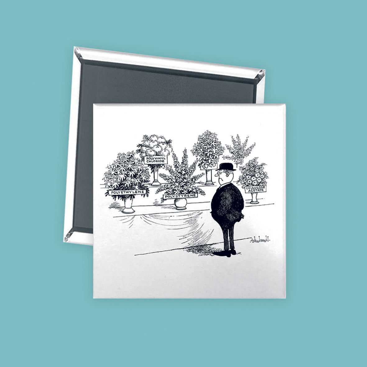 Magnet - CARM027MAGSQ Polyethylene Polyvinylchloride Polystyrene Cellulose Acetate Looking at plastic flowers