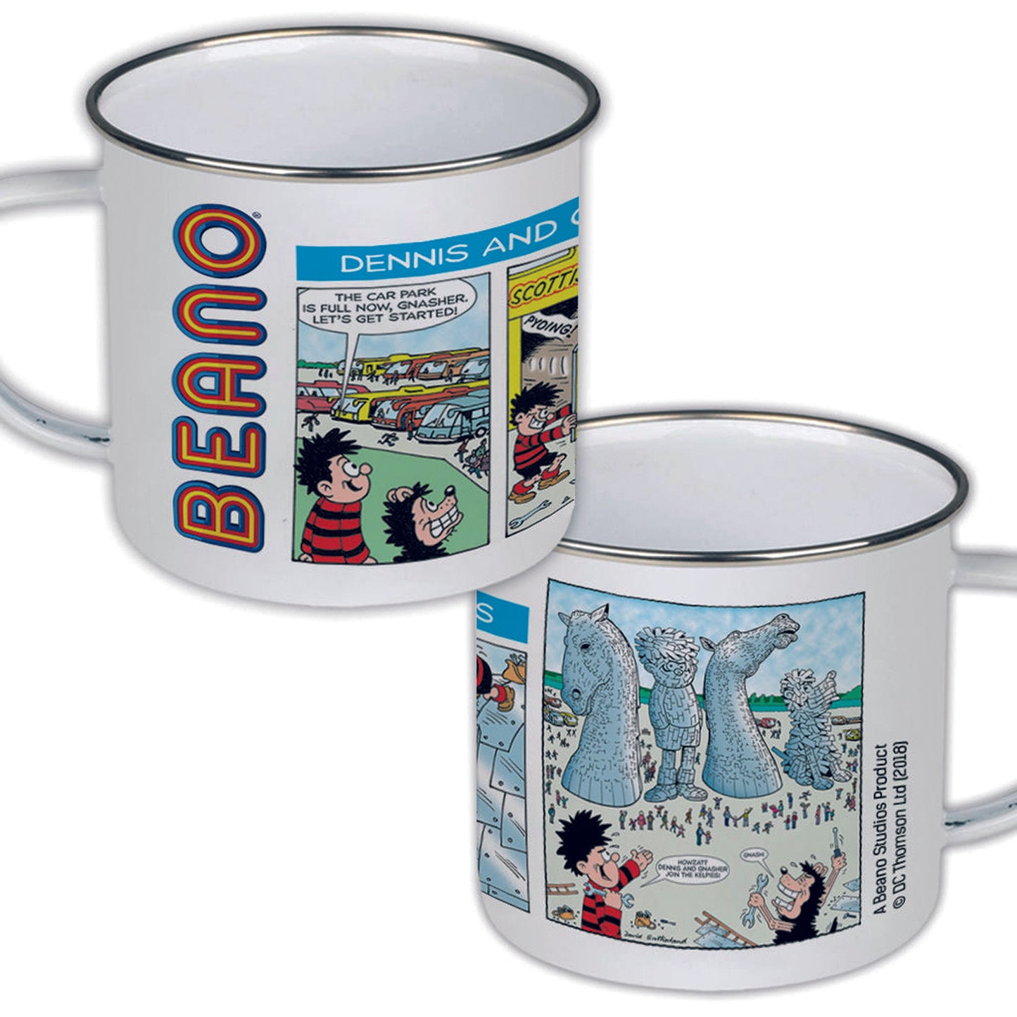 Mug - KELBEANO001EM Dennis and Gnasher visit the Kelpies