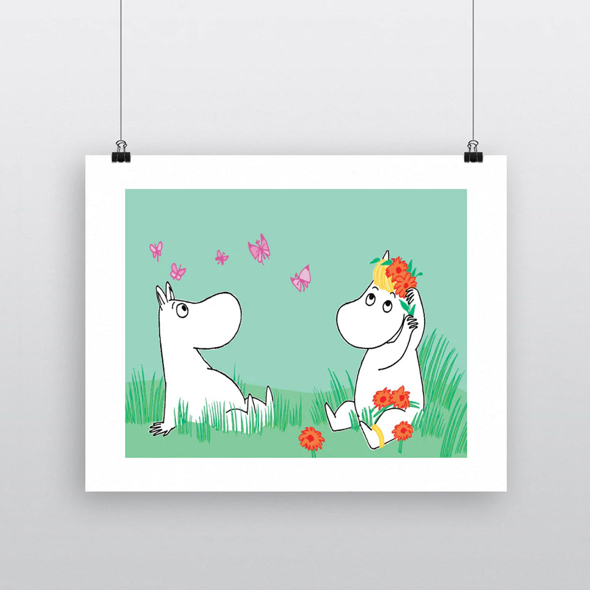 Print - MOOMIN041PRINT Moomins flowers and butterflies