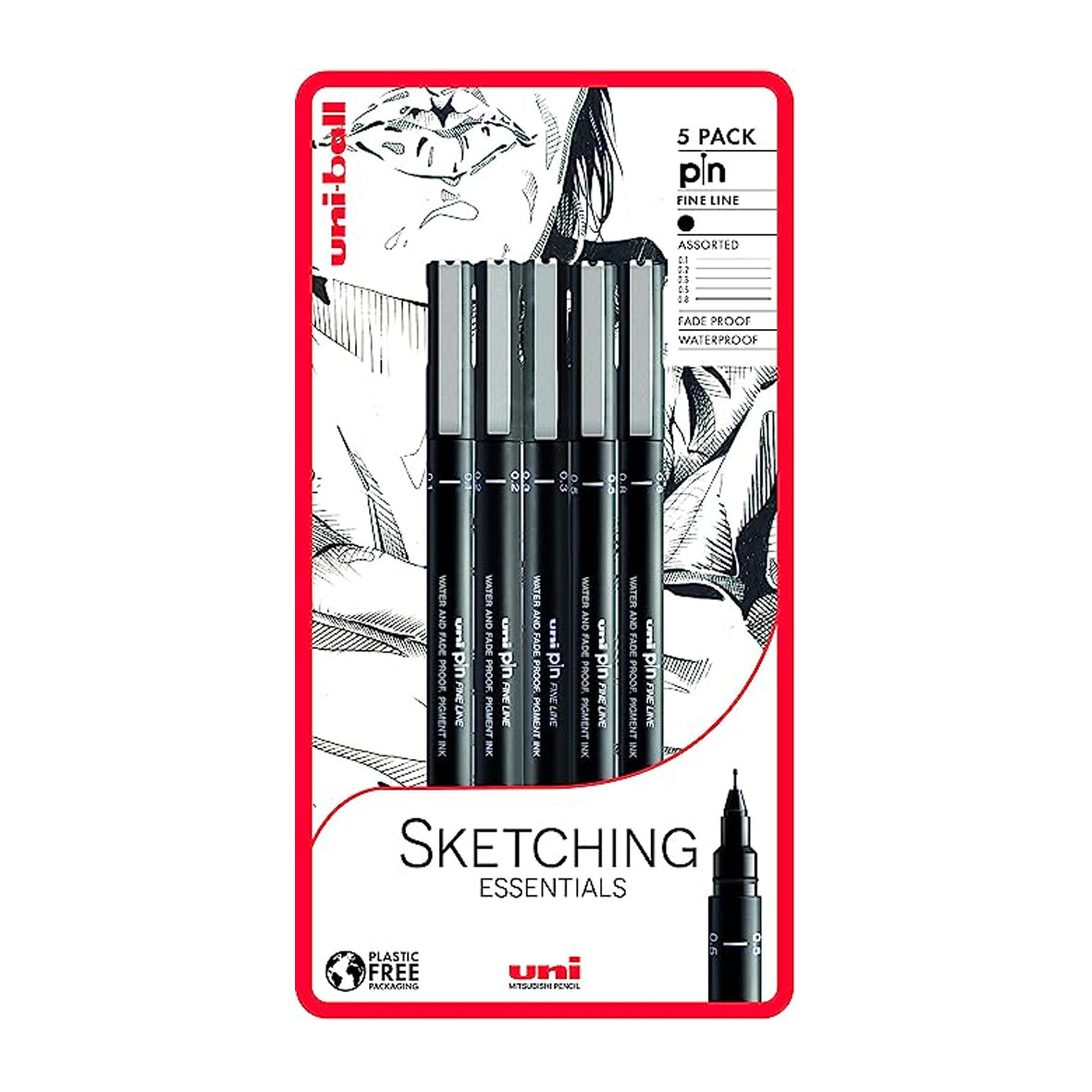 Art materials - 072297 Uniball Draw and Sketch Set 5 pack