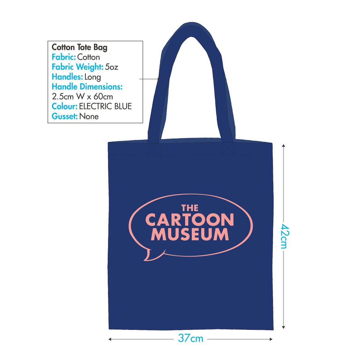 Bag - Cartoon Museum logo pink on blue