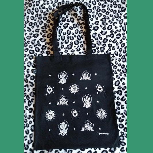 Bag - Tote bag black with white star pattern Earth Positive Cyam Blue