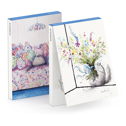 Card - CC295 Colourful Cat and Flowers pack