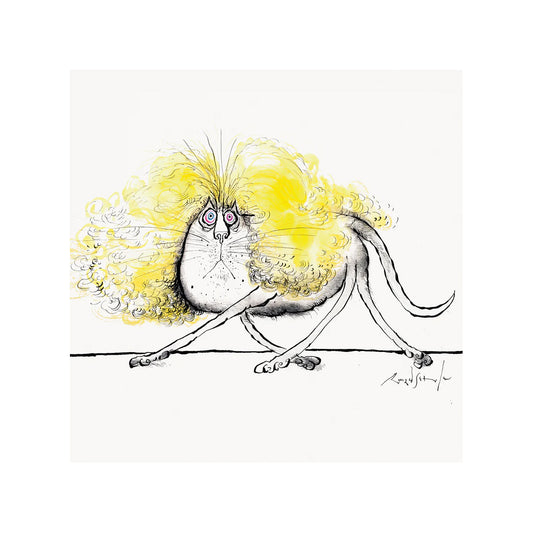 Card - CCRS5293 Balding cat walking out in an unsuitable wig