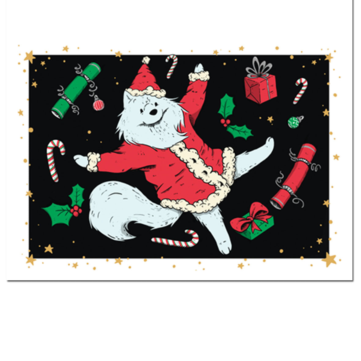 Card - CT22BW Christmas Time Arctic Fox