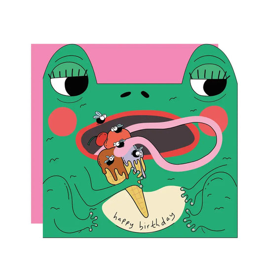 Card - Frog eats fly ice cream