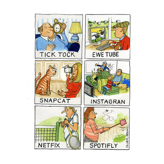 Card - OPC715 Tick Tock Ewe Tube Snapcat Instagran Netfix Spotifly