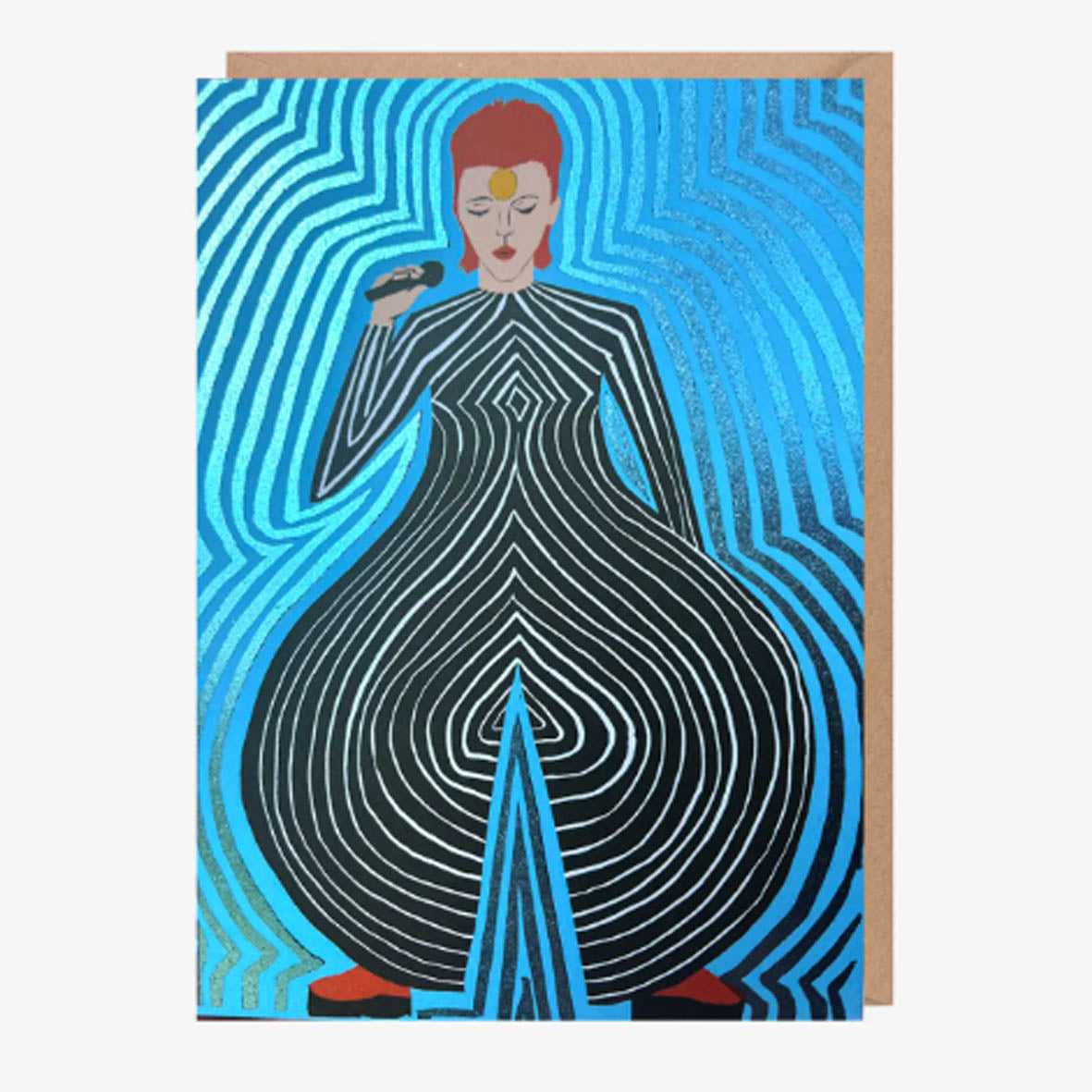 Card - Sharon King Chai MUS002 David Bowie Big Stripy Trousers