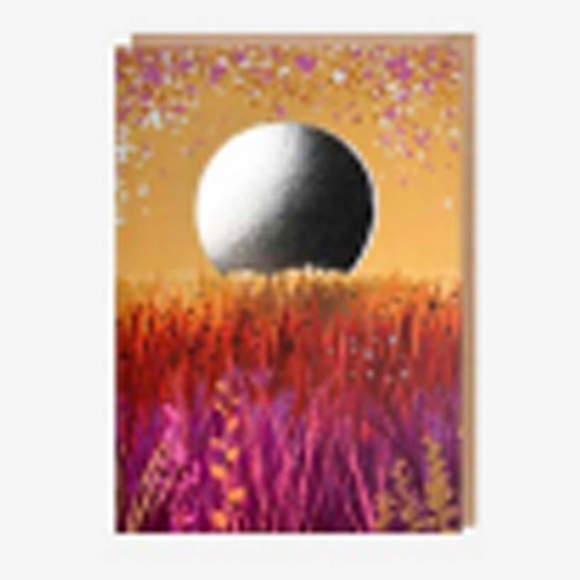 Card - Sharon King Chai SUN007 Sunset at the Heath Shiny foiled sun orange sky
