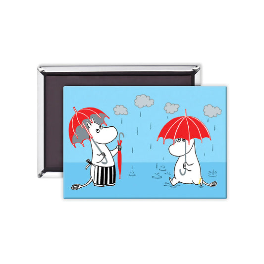 Magnet - MOOMIN027MAG Moomins in the Rain with Umbrellas