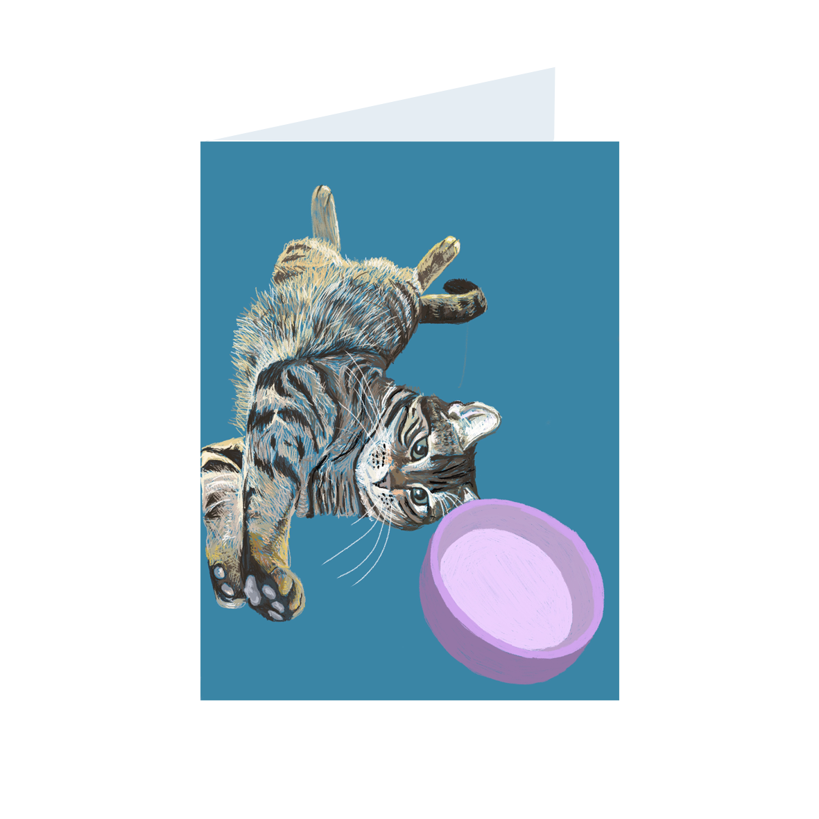 Card - Holly T Burrows Battersea Cats MARLOW blue background