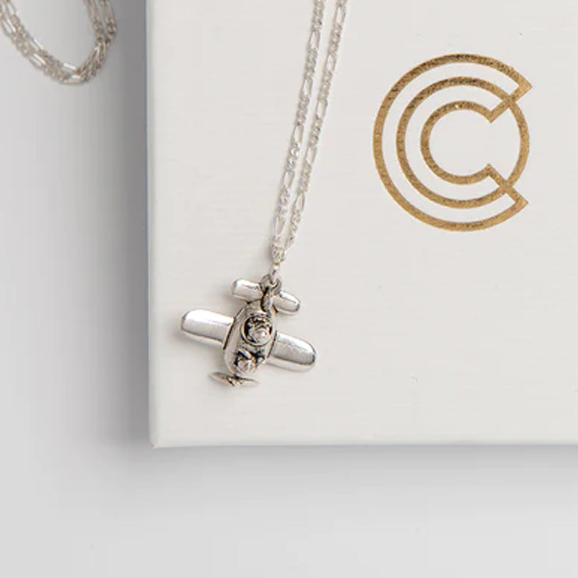 Necklace - LTC-WG-GRO-PLAN-SET Gromit in a Plane (sterling silver)