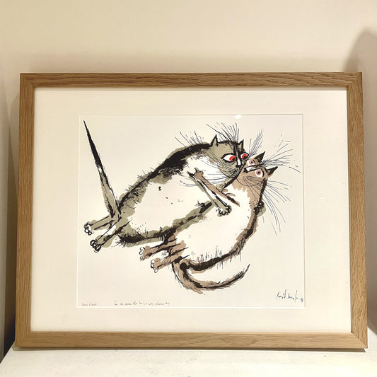 Print - Limited Edition Ronald Searle UNFRAMED Two Cats Discover that Love is a Many Splendored Thing