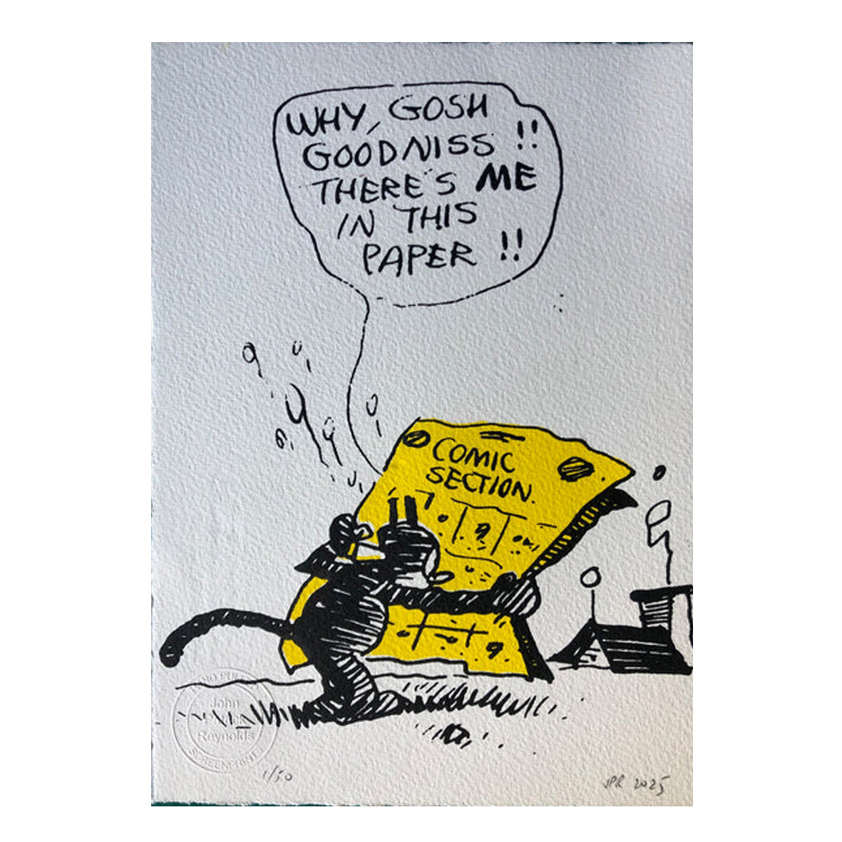 Print - Comic Art Why Gosh Goodniss There's Me in This Paper