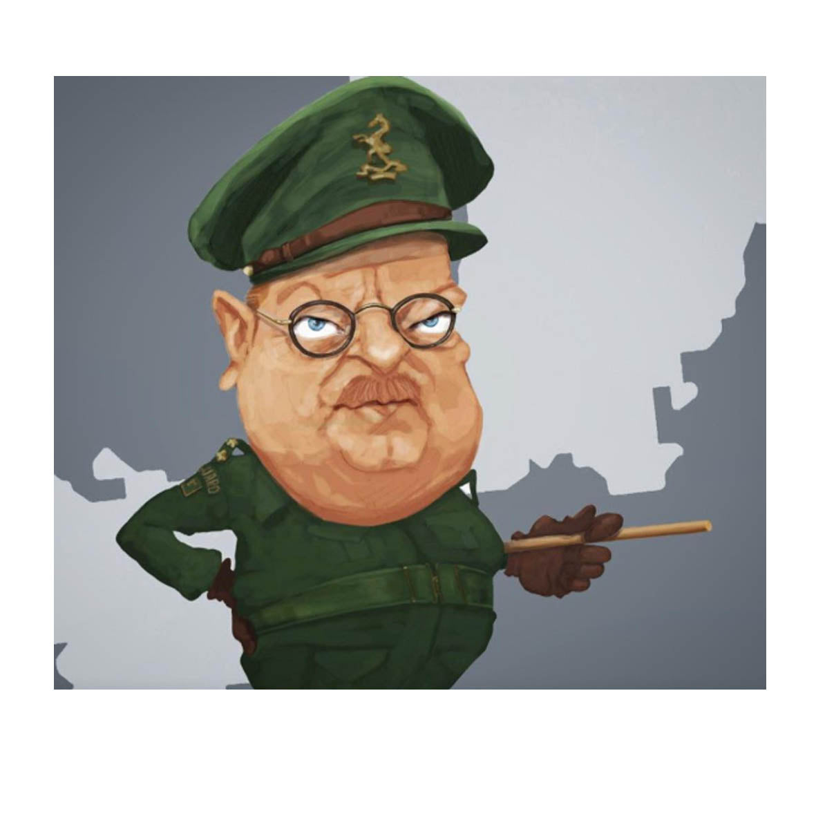PRINT - A3 SM Illustration @stephenfmansfield Arthur Lowe Captain