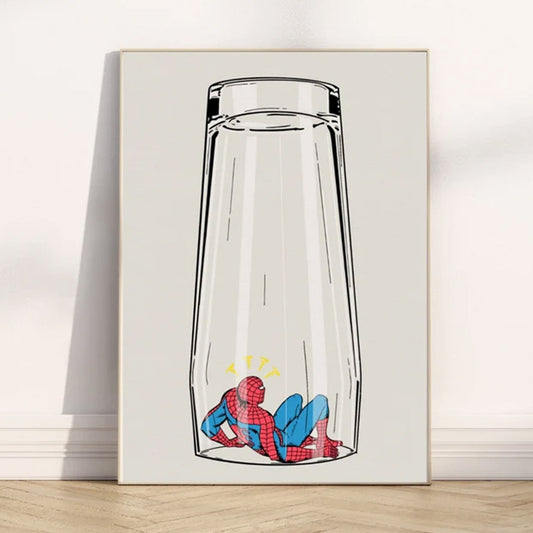 Print - Danny Issues Spider Man trapped in a Pint glass