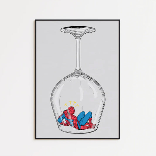 Print - Danny Issues Spider Man trapped in a Wine Glass