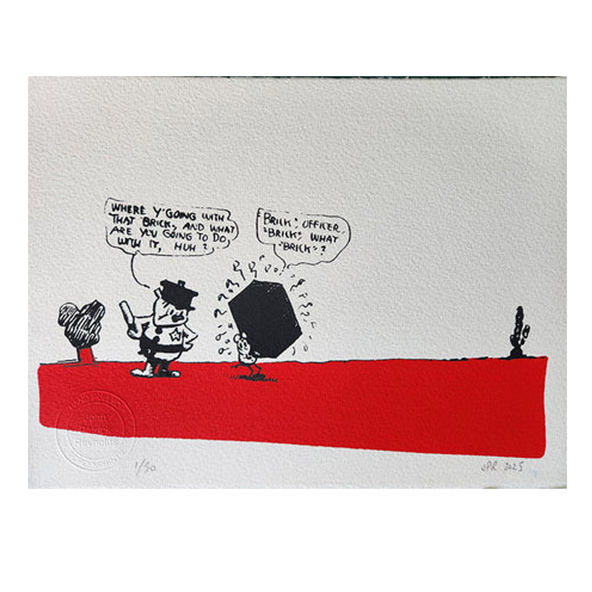 Print - Comic Art Where Y'Going with that Brick?