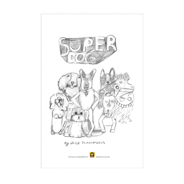 Tea Towel - CARM044TTBELLY Alice Thompson Superdogs