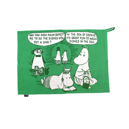 Homeware - Moomin Tea Towel in a green tin