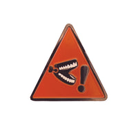 Badge - Laughter Lab pin badge Warning sign with chattering teeth