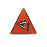 Badge - Laughter Lab pin badge Warning sign with chattering teeth